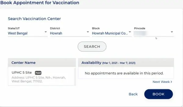 Choose appointment date and center for Covid-19 vaccine