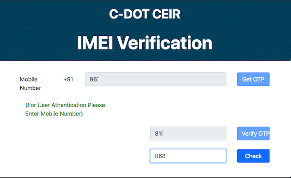 Check IMEI in CREI Database