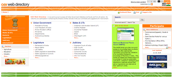 List of Indian Government Websites