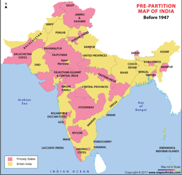 Pre-Partition Map of India