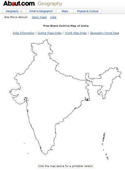 Printable blank map of India and other countries