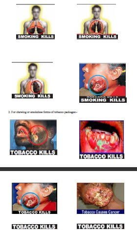 Tobacco Kills Pictorial Message for Tobacco Products