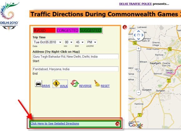 Traffic Directions During Commonwealth Games 2010