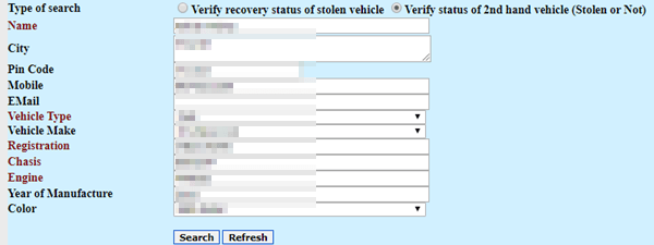 Verify Status of 2nd Hand Vehicle